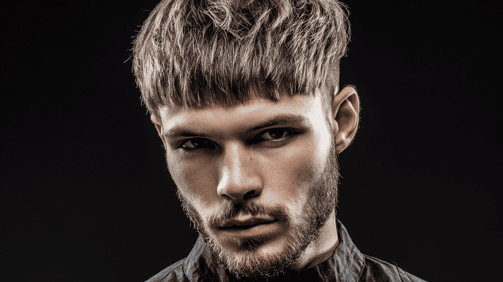 kort fringe herenkapsel met baard