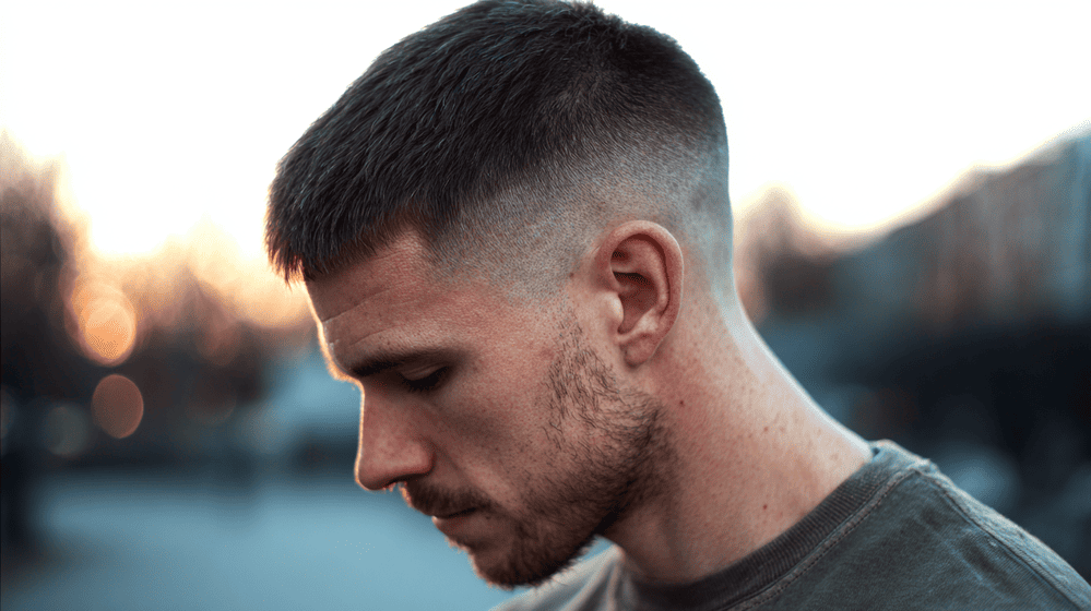 man met een low fade herenkapsel