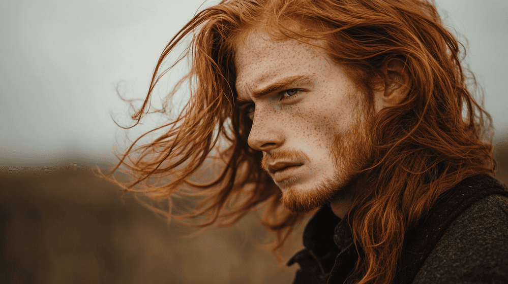 man met lange rode herenkapsels