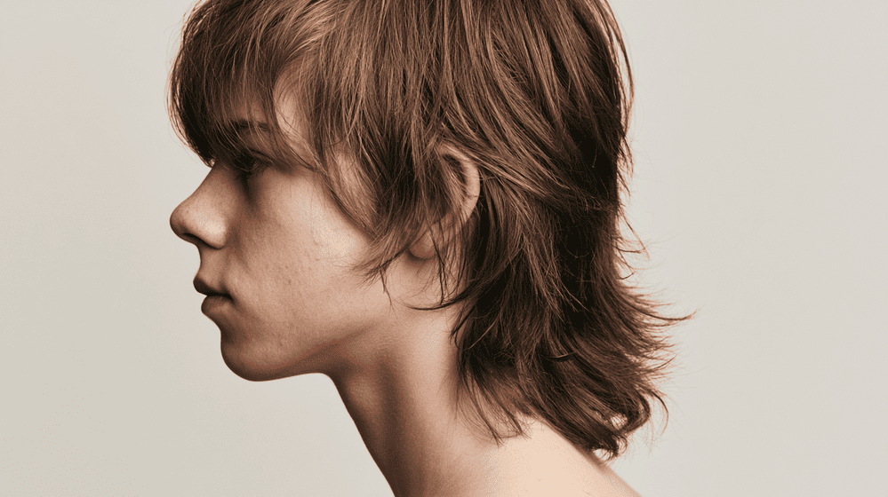 jongeman met een halflang mullet kapsel