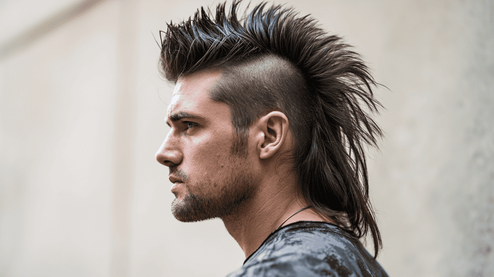 stoere man met een hannenkam mullet
