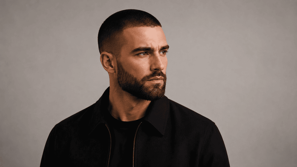 man met een buzz cut met baard