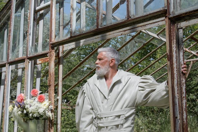 Man geniet van zijn strakke en onderhoudsvriendelijke tuin