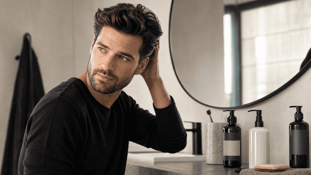 man heeft zijn haar gewassen met de beste conditioner