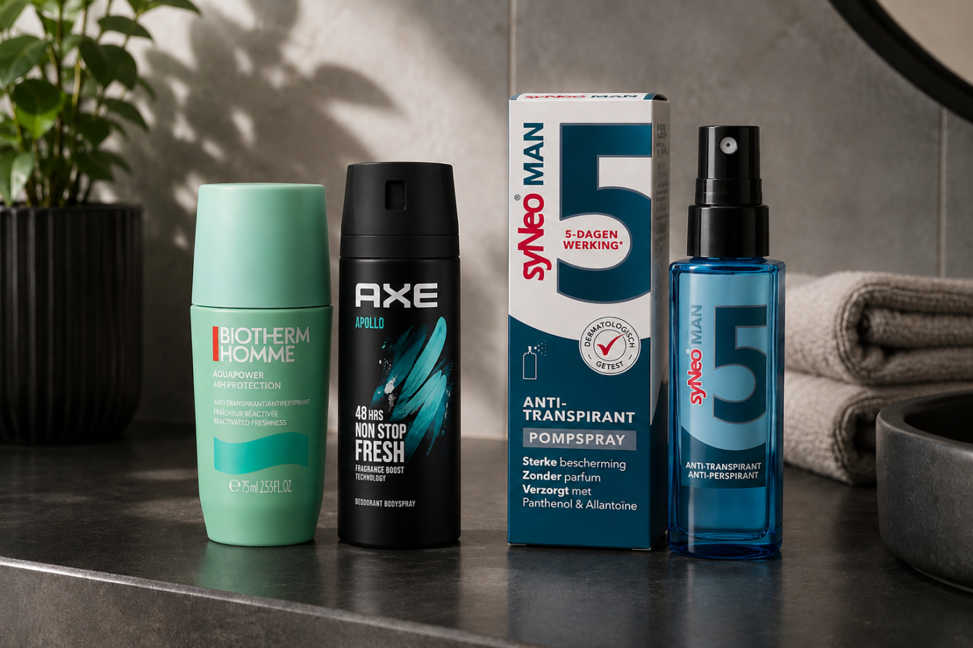 Deodorant producten op moderne wastafel
