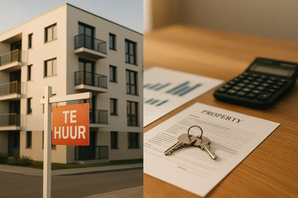 Beleggingspand kopen: sleutels, documenten en financiële grafieken op bureau