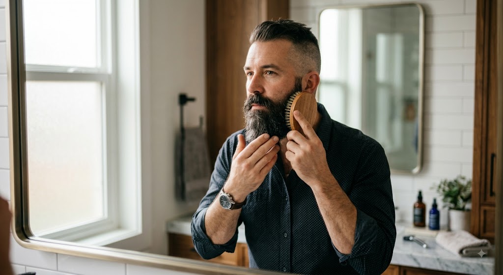 man gebruikt de beste baardborstel voor zijn baard