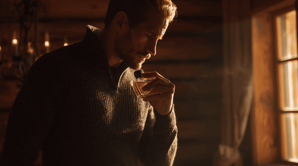 moderne man ruikt de geurnoten van zijn nieuwe parfum