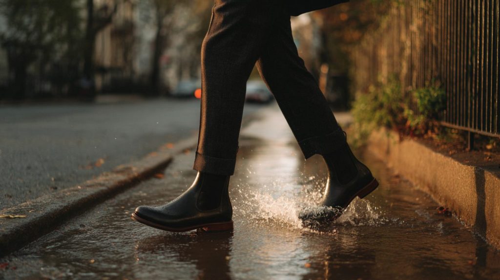 Stijlvolle heren regenkleding en regenlaarzen