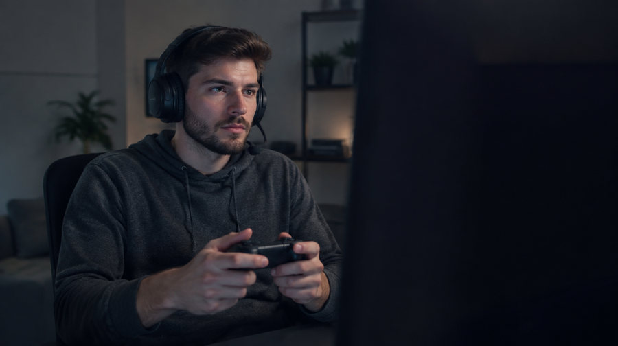 Gamer met gamingheadset