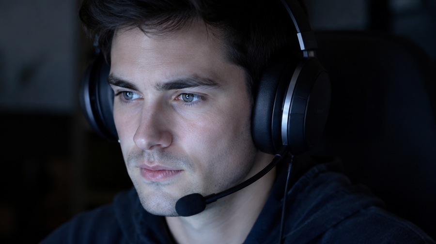Man met gamingheadset