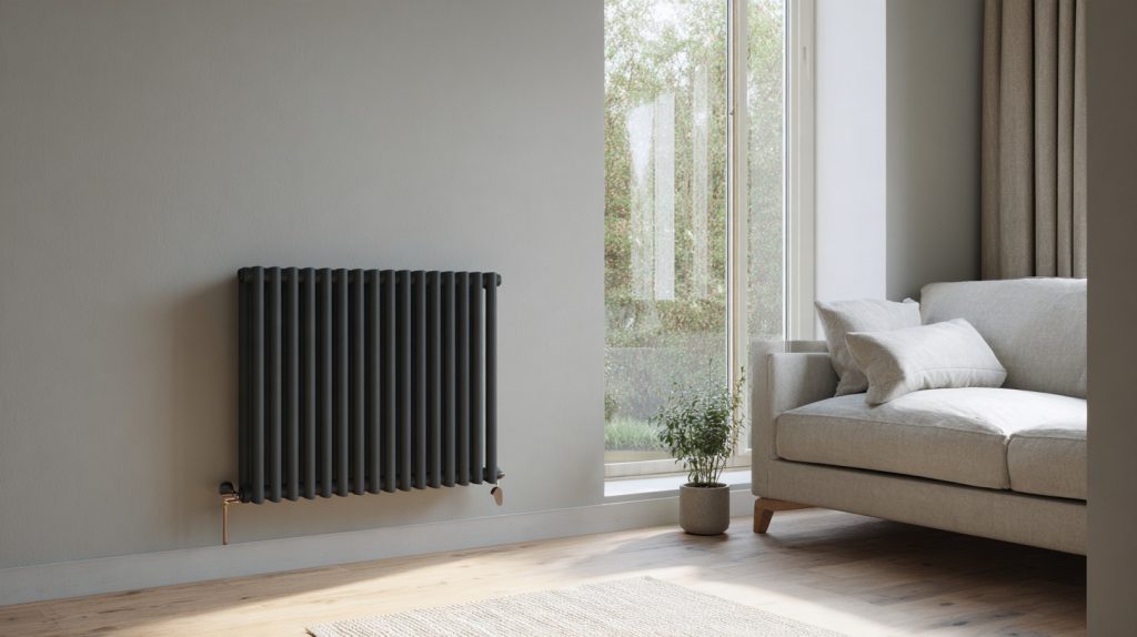 Een designradiator in de woonkamer