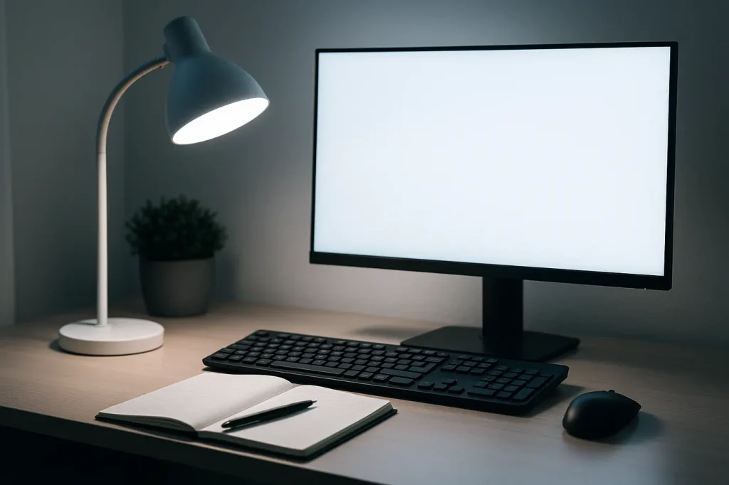 Verlichting thuiswerkplek: moderne bureaulamp met helder wit licht